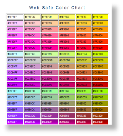 web safe color chart